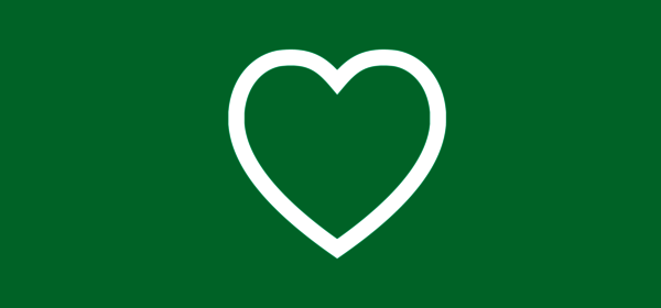 Green heart symbolising social responsibility.